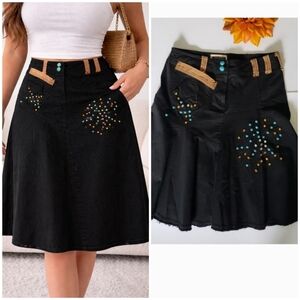 VINTAGE BOHO Black Denim SKIRT